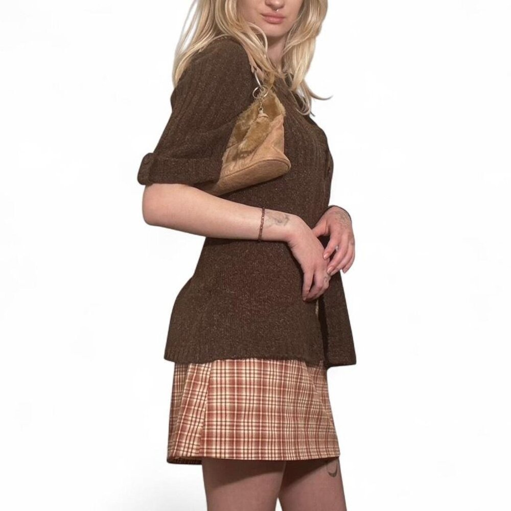 Yellow Plaid Mini Skirt Size 4 Cute 70s Feel